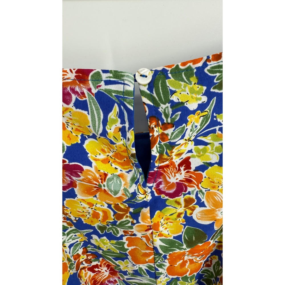 Staccato Blue Floral Mini Dress Sleeveless Elastic Waist 71307G Womens Large - Picture 4 of 5